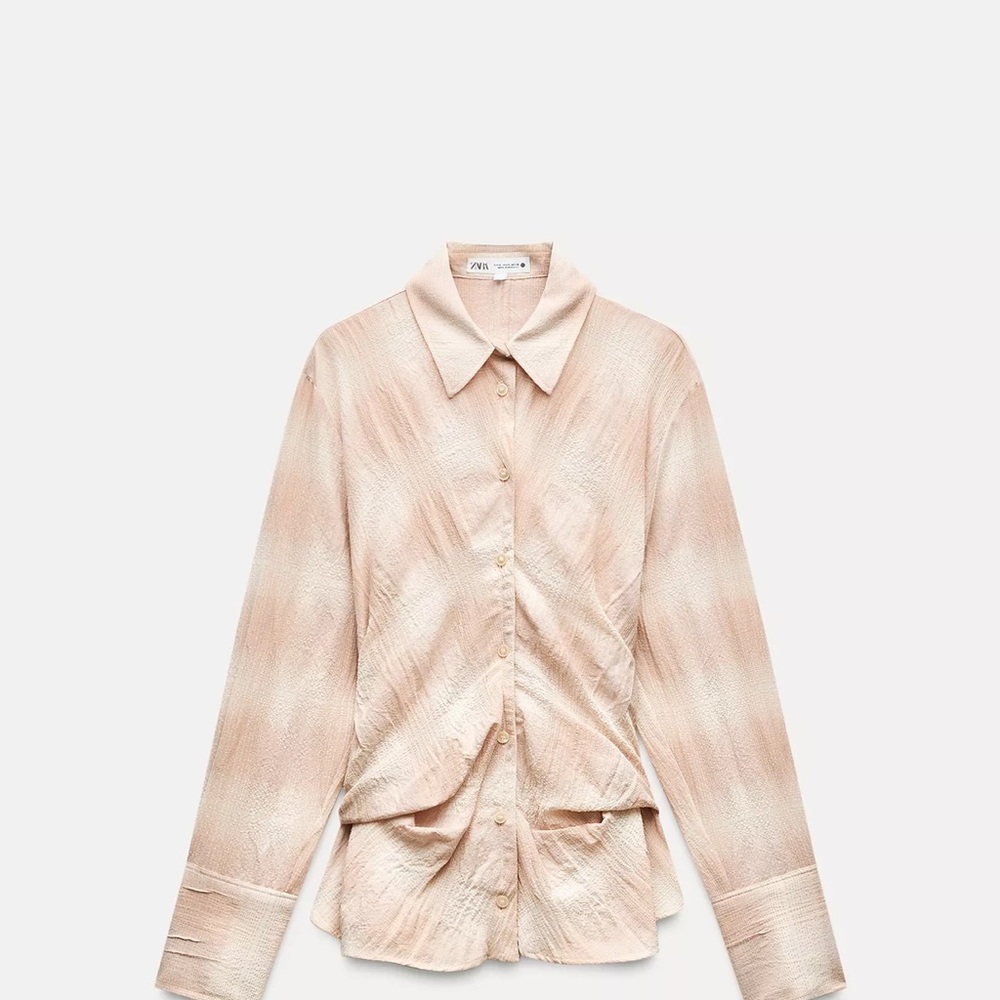 Zara Beige Button-Up Shirt